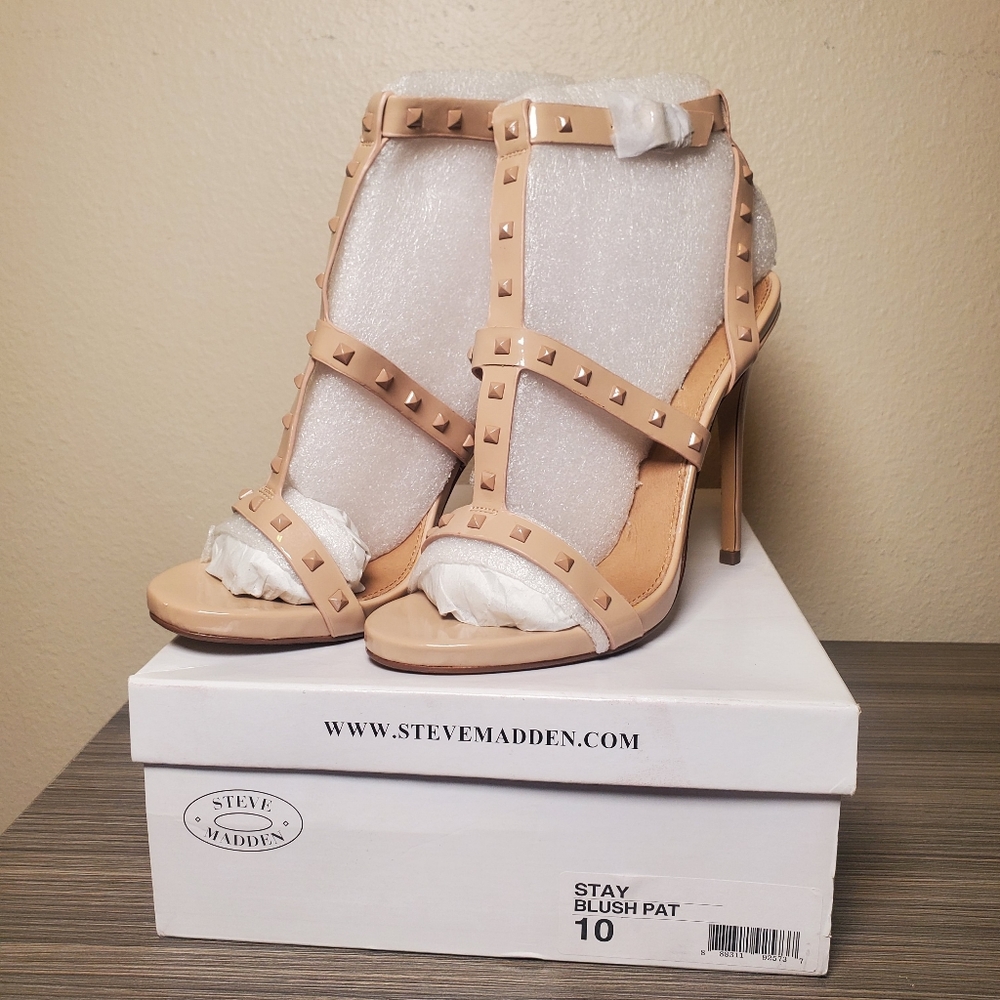 Steve Madden Blush Studded Sandal Heel Brand New in Box Never Worn Size 10